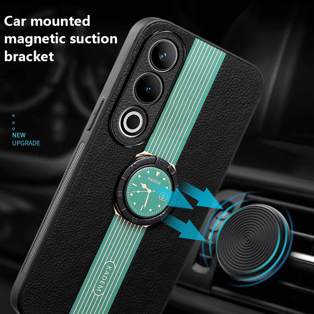 KADEM For OnePlus Ace 3V 5G Case Leather+Acrylic+TPU Phone Cover Support Magnetic Car Holder KADEM For OnePlus Ace 3V 5G Case Leather+Acrylic+TPU Phone Cover Support Magnetic Car Holder